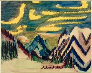 E.L. Kirchner, Davos Mountain Landscape with Yellow Clouds